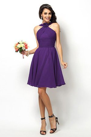Robe demoiselle d'honneur naturel bref de col haut ligne a de princesse - Photo 24