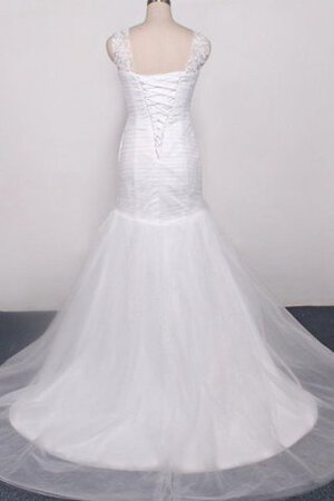 Tüll normale Taille Organza Meerjungfrau Brautkleid mit gekappten Ärmeln mit Bordüre - Bild 2