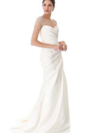 Sencillo Vestido de Novia de Corte-A en Tafetán de Mangas Illusion de Largo - Foto 3