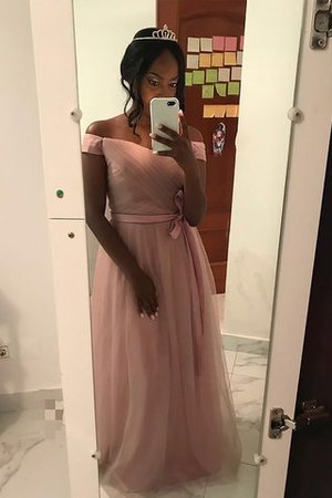 Robe de soirée manche nulle avec ruban avec zip en tulle de princesse - Photo 1