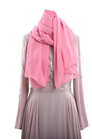 Hoher Ausschnitt lange Ärmeln A-Line Outdoor bodenlanges Brautmutterkleid mit Pailletten - Bild 4