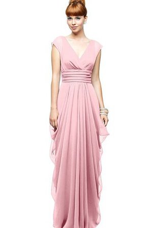 Vestido de Dama de Honor en Gasa de Escote en V de Manga tapada de Largo - Foto 3