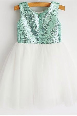 Ärmelloses Paillettenbesetztes Tüll Blumenmädchenkleid mit Reißverschluss aus Paillette - Bild 3