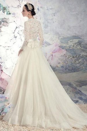Robe de mariée elégant plissé avec bouton de traîne moyenne haut bas - Photo 3