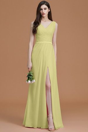Normale Taille Gerüschtes Prinzessin Bodenlanges Brautjungfernkleid ohne Ärmeln - Bild 14