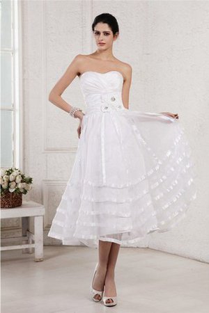 Organza Taft Prinzessin Wadenlanges Brautkleid mit Blume - Bild 1