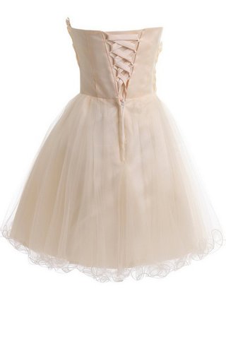 Abito Laurea in Tulle con Perline con Fiore A-Line con Increspature Naturale - Foto 2