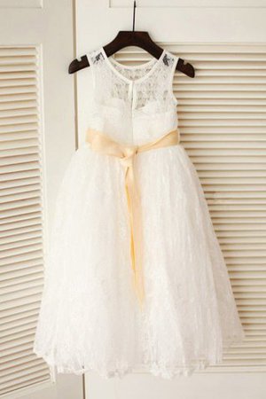 Normale Taille Prinzessin Ärmellos Bodenlanges Blumenmädchenkleid mit Schleife - Bild 2