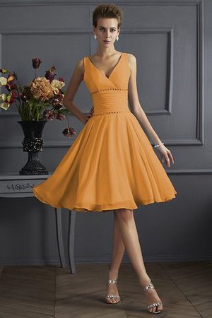 Ärmelloses Plissiertes Mini Knielanges Brautjungfernkleid mit Natürlicher Taille - Bild 23