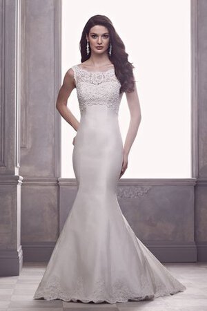 Robe de mariée distinguee avec gaze avec perle de traîne courte manche nulle - Photo 1