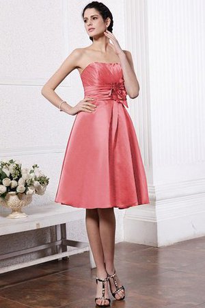 A Linie Elastischer Gewebter Satin Normale Taille Knielanges Kurzes Brautjungfernkleid - Bild 28