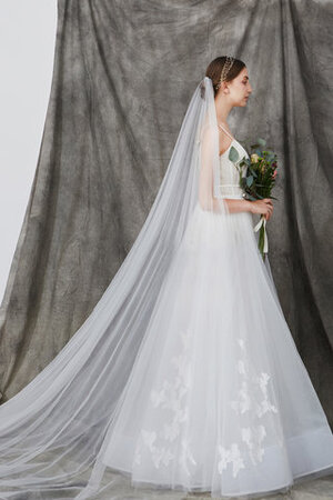 Robe de mariée avec sans manches excellent avec zip a-ligne avec fleurs - Photo 2