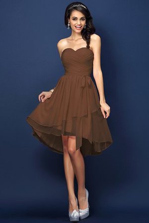 Robe demoiselle d'honneur plissé avec chiffon ligne a manche nulle de col en cœur - Photo 4