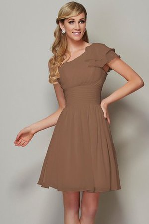 Abito da Damigella A-Line Naturale in Chiffon Senza Maniche Corto - Foto 2