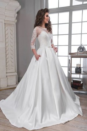 3 /4 länge Ärmeln bodenlanges extravagantes Brautkleid mit Applikation mit Tasche - Bild 2