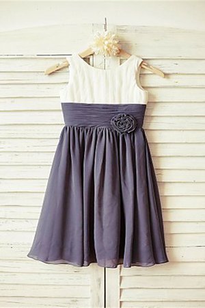 Schaufel-Ausschnitt Prinzessin A Linie Natürliche Taile Blumenmädchenkleid mit Rüschen - Bild 1