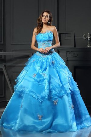 Abito Quinceanera Formale Senza Maniche con Perline Ball Gown Lunghi - Foto 1