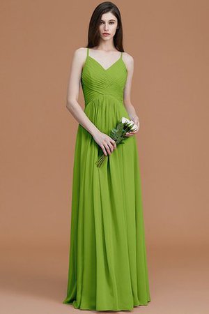 Spaghetti Träger Normale Taille Gerüschtes Ärmellos Bodenlanges Brautjungfernkleid - Bild 20