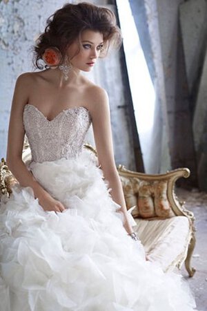 Duchesse-Linie Gericht Schleppe natürliche Taile Brautkleid mit Perlen mit offenen Rücken - Bild 3
