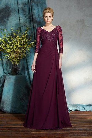 Dreiviertel Länge Ärmeln A Linie Chiffon Bodenlanges Anständiges Brautmutterkleid - Bild 5