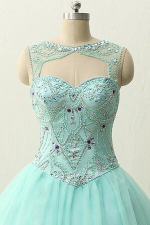 Paillette Tüll Spaghetti Träger Herz-Ausschnitt Quinceanera Kleid mit Rüschen mit Bordüre - Bild 4