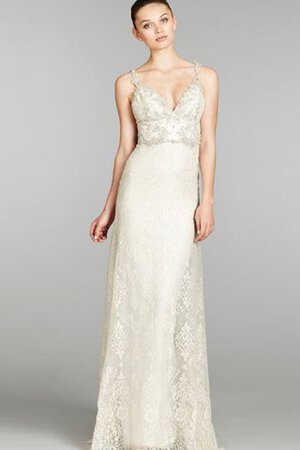 Robe de mariée distinguee décolleté dans le dos avec sans manches avec cristal de col en v - Photo 1