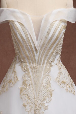 Robe de mariée enchanteur cordon de traîne mi-longue avec perle jusqu'au sol - Photo 4