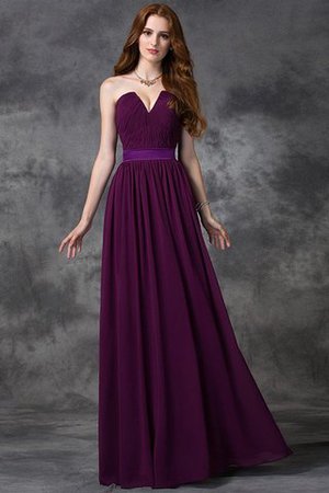 Robe demoiselle d'honneur longue manche nulle de col en cœur avec chiffon a-ligne - Photo 14