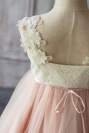 Abito da Cerimonia Bambini A-Line con Piega con Applique con Manica Corte in Tulle Naturale - Foto 4
