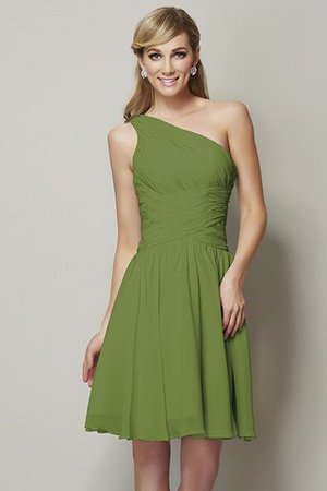 Abito da Damigella Mini in Chiffon con Increspato Naturale Monospalla - Foto 15