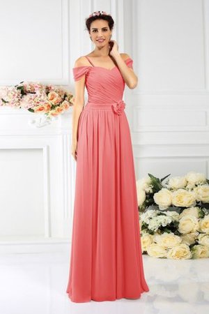 Robe demoiselle d'honneur plissage de princesse manche nulle en chiffon avec zip - Photo 28