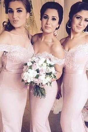 Ärmelloses Schulterfrei Meerjungfrau Bodenlanges Brautjungfernkleid mit Natürlicher Taille - Bild 1