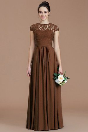 Robe demoiselle d'honneur naturel jusqu'au sol avec chiffon de princesse a-ligne - Photo 9