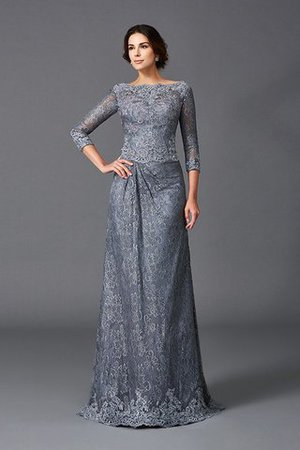 Robe mère de mariée naturel longue avec décoration dentelle ligne a en 3/4 manche - Photo 5