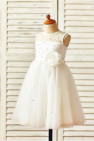 Abito da Cerimonia Bambini con Fiore Tondo Naturale in Tulle Principessa - Foto 2