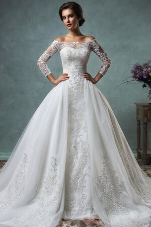 Robe de mariée spécial longue avec bouton avec gaze de traîne courte - Photo 4