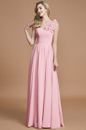 Ärmelloses Natürliche Taile A Linie Bodenlanges Brautjungfernkleid mit Einem Schulter - Bild 27