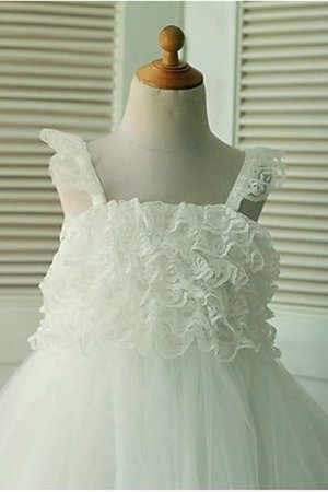 Breiter Träger A-Line Ärmelloses Wadenlanges Blumenmädchenkleid mit Blume - Bild 3