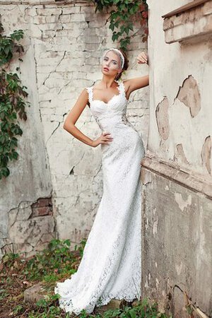 Reißverschluss Ärmellos langes Elegantes Brautkleid mit Rücken Schnürung mit Bordüre - Bild 1