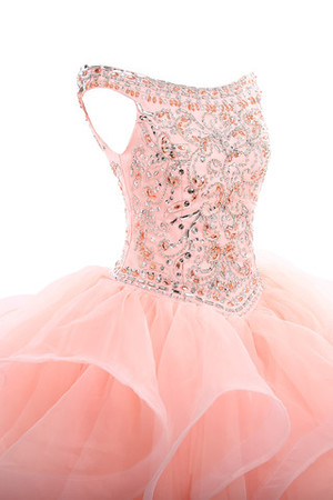 Robe de quinceanera simple mode naturel de col bateau de mode de bal - Photo 5