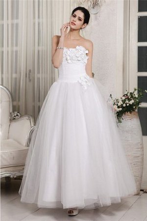 Organza Perlenbesetztes Empire Taille Brautkleid mit Herz-Ausschnitt ohne Ärmeln - Bild 1