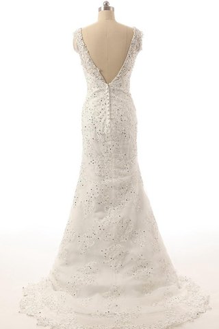Abito da Sposa Allacciato con Perline Tondo in Pizzo Cappellino in pizzo - Foto 2