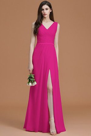 Normale Taille Gerüschtes Prinzessin Bodenlanges Brautjungfernkleid ohne Ärmeln - Bild 17