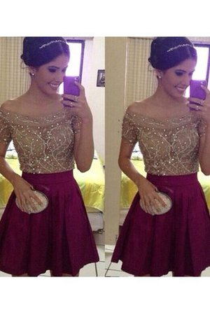 Prinzessin Schulterfreier Ausschnitt Natürliche Taile Kurze Ärmeln Mini Abschlusskleid - Bild 1