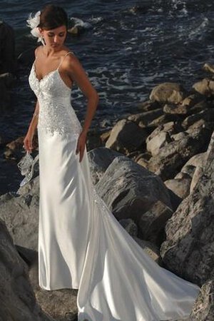 Romántico Vestido de Novia de Corte Recto en Encaje de Encaje Adorno de Playa - Foto 1