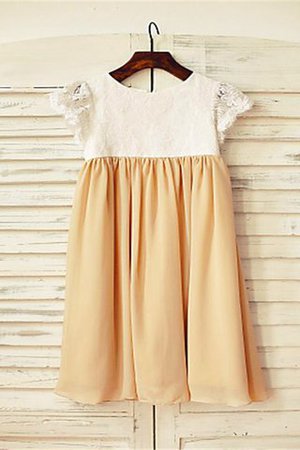 Prinzessin Reißverschluss Bodenlanges Blumenmädchenkleid mit Blume aus Chiffon - Bild 1