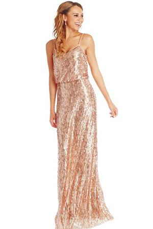 Sencillo Vestido de Dama de Honor en Lentejuelas de con Lentejuelas de Hasta el suelo - Foto 4