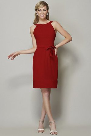Schaufel-Ausschnitt Reißverschluss Enganliegendes Knielanges Brautjungfernkleid aus Chiffon - Bild 22