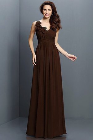 Robe demoiselle d'honneur plissage longue jusqu'au sol de col en v avec chiffon - Photo 7