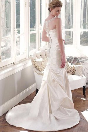 Abito da Sposa A-Line con Perline Senza Maniche Naturale Elegante con Stropicciato - Foto 2